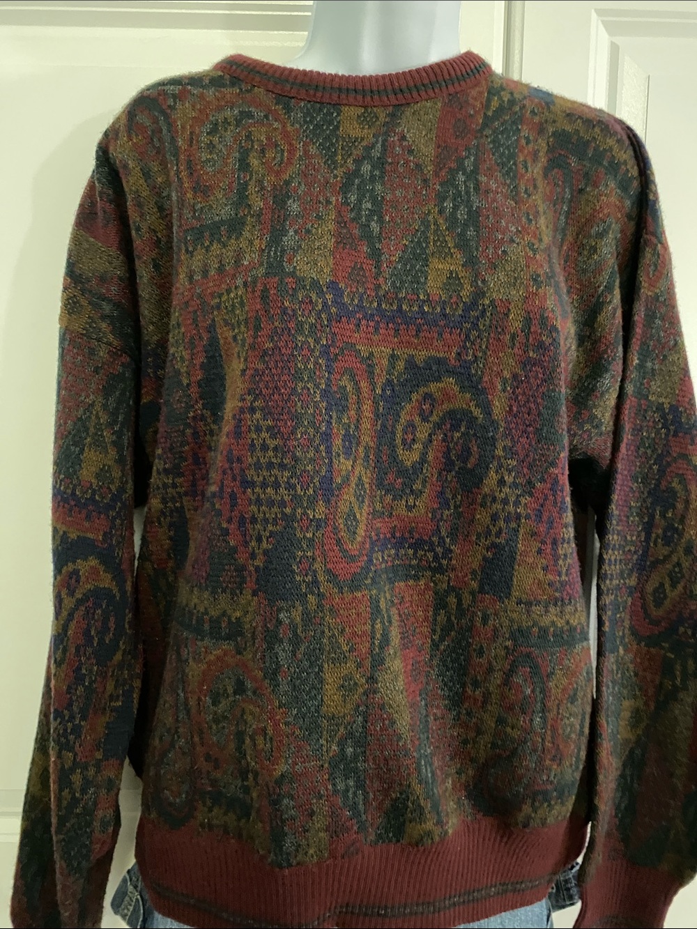 Vintage 80/90’s Men's Multicolor Paisley Crewneck Sweater